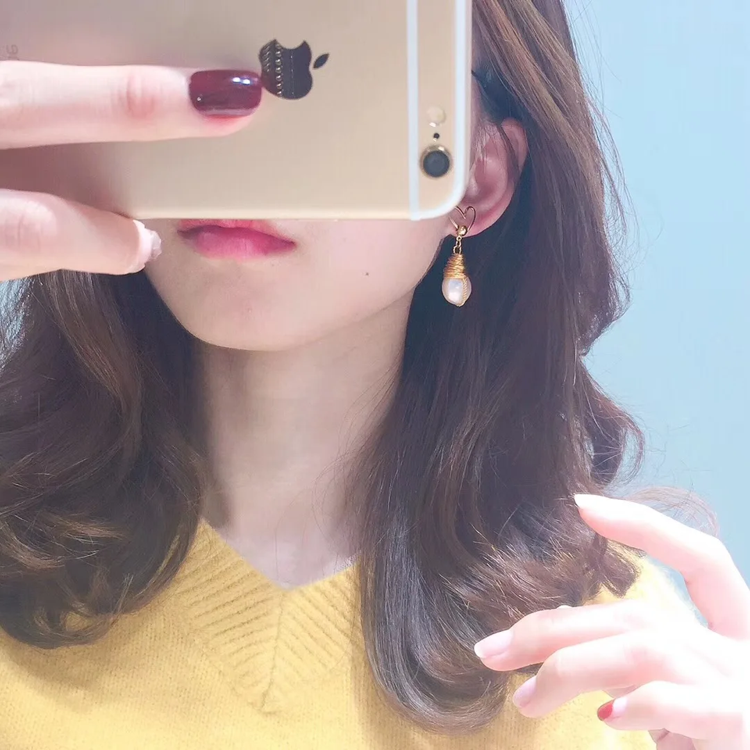 Серьги-подвески Yuaner 14K из золотого сплава в форме сердца натуральная пуговица