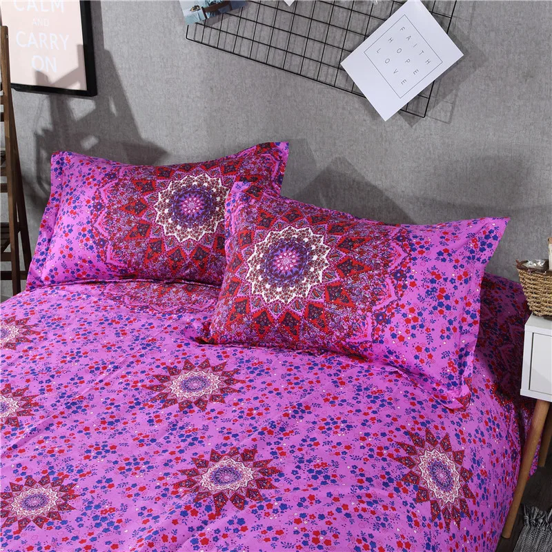 Фиолетовый принт Постельные принадлежности Outlet 5 шт. кровать в сумке цветочный