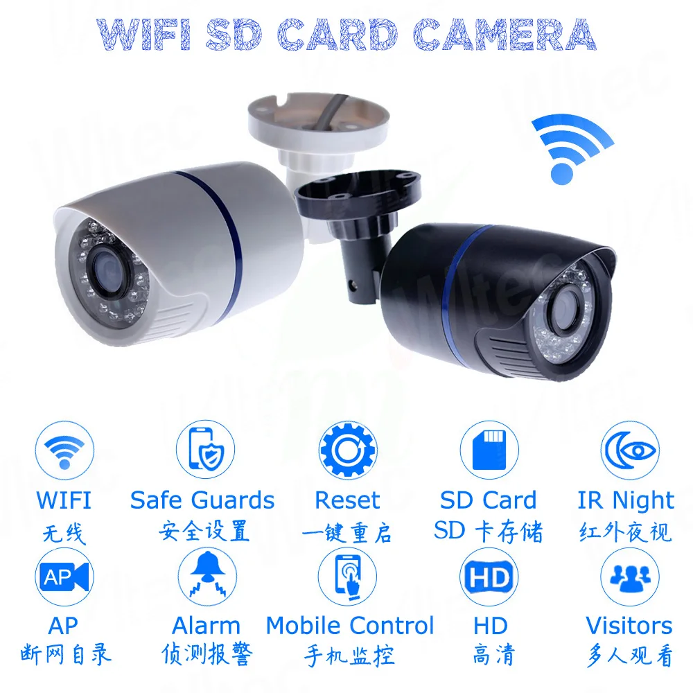 YOOSEE IPC SD Card Reader встроенный WI-FI 720 P ИК внешняя цилиндрическая камера безопасность