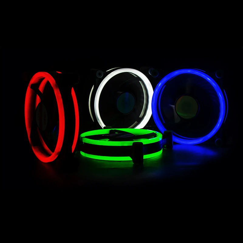 Одноцветный (не RGB) 3 контактный/4 контактный вентилятор шасси 12 см двойной Halo