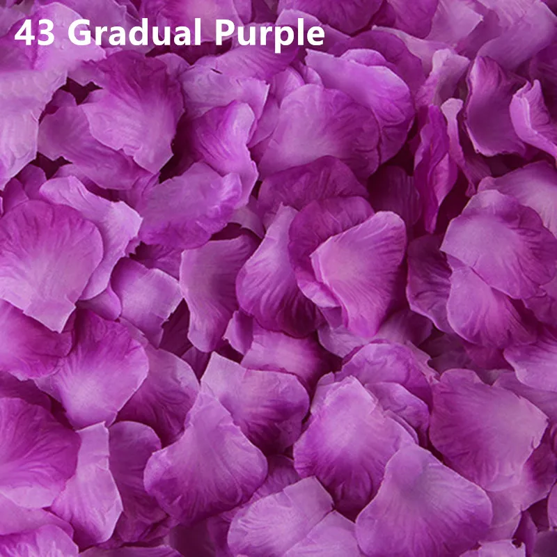 43 Gradual Purple Розовые лепестки роз цвета шампанского, свадебные, фиолетовые, белые, розовые, свадебные, искусственные цветы, романтические, поддельные, Petales De Fleurs, 1000 шт - Цвет: 43 Gradual Purple