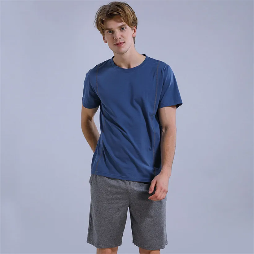 

New Summer Men Pajamas Short Sleeve Male Pajama Set Pure Cotton Comfortable Mens Pyjama Suit Round Neck Homewear Xxxl
