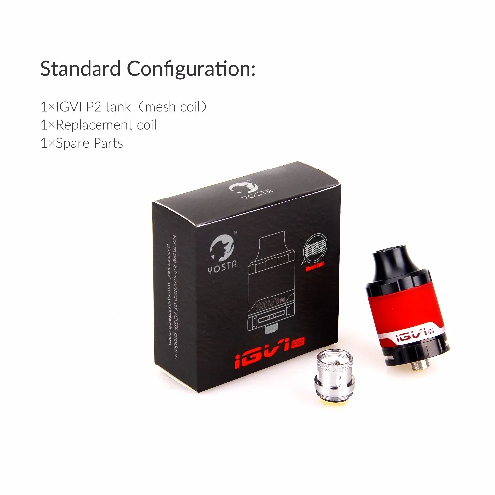 Оригинал Yosta IGVI P2 RDA 25 мм 4 мл емкость 510 нить использовать KA1 SS316 Ni80 сетка катушка