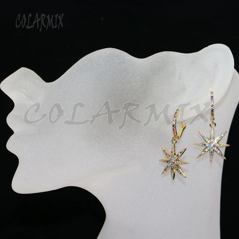 5 пар сережек в форме звезды серьги-подвески серьги-крючки радужные кристаллы