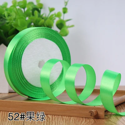 52fruit green Grosgrain Satin Ribbon for Wedding Christmas Party Decorations DIY Bow Craft Ribbons Card Gifts Wrapping Supplies 25Yards/Roll - Цвет: 52fruit green