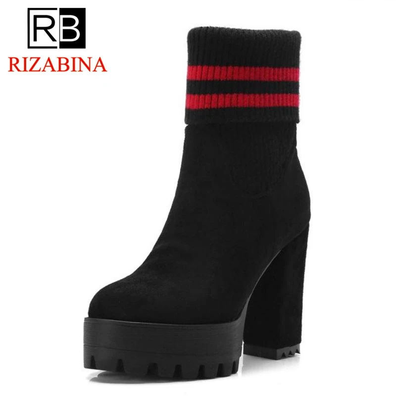 RizaBina/женские сапоги до середины икры зимняя теплая обувь на платформе женские