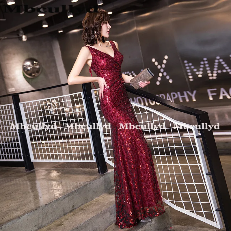 Mbcullyd темно красные блестящие платья русалки для выпускного вечера 2020 длинное