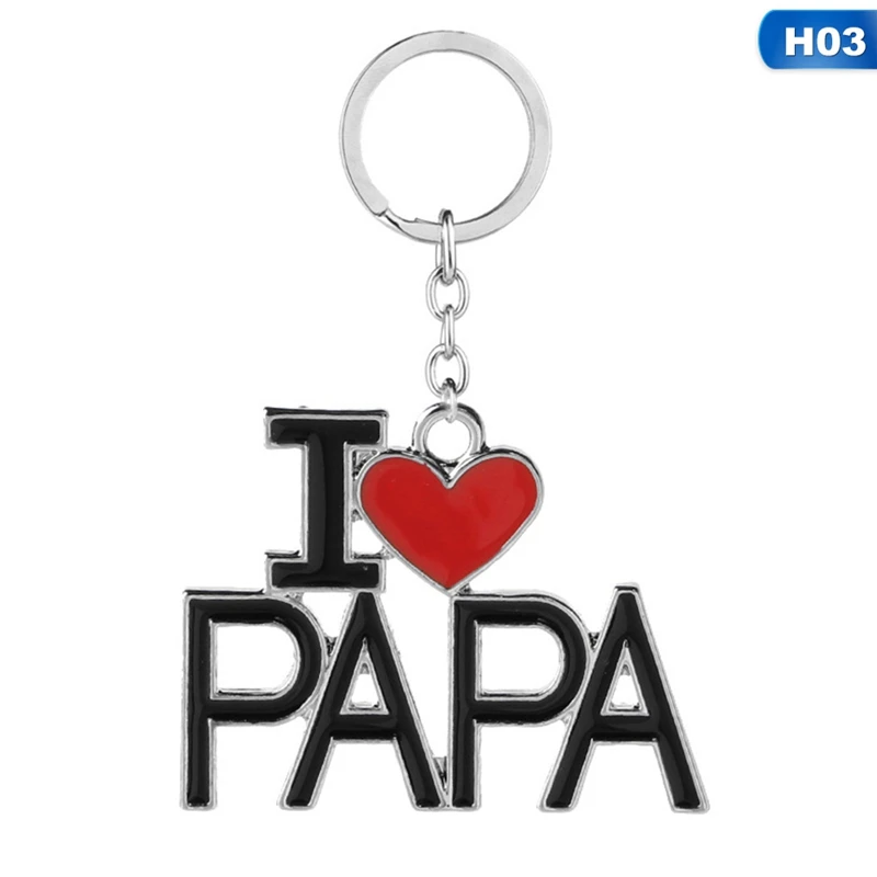 H03 Металлическая семейная подвеска брелок I Love MAMA/MOM/DAD/PAPA брелки с буквами сувенирные украшения брелок подарок на день матери и отца - Цвет: H03