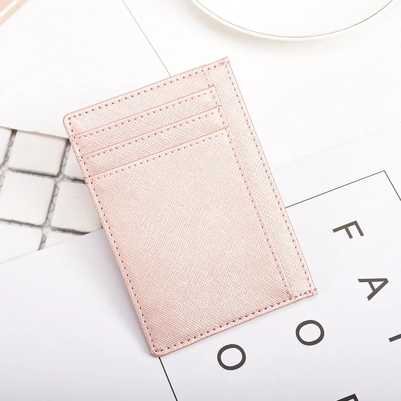 Тонкий кошелек для карт из натуральной кожи RFID Блокировка ID держатель кредитных