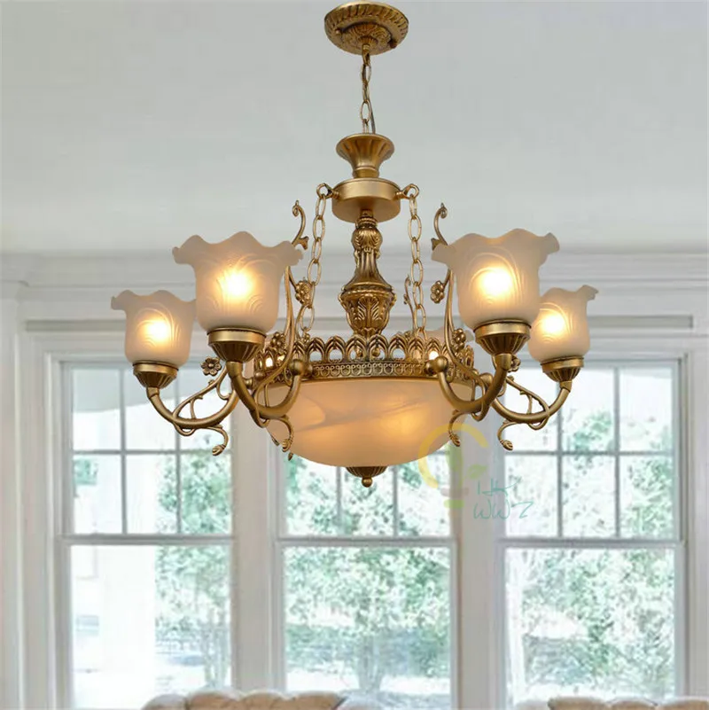 Lustre европейская роскошная люстра со стеклом для гостиной антикварное освещение светильники американский стиль Лофт Ресторан люстра