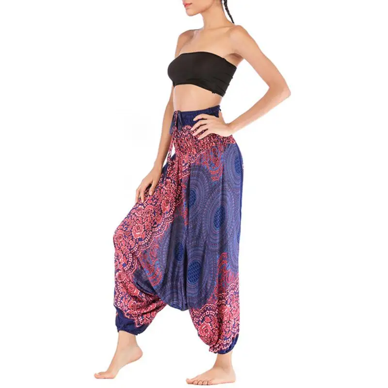 Летние Осенние брюки для женщин, широкие брюки, Boho Aladdin, шаровары, pantalones mujer, свободные богемные штаны с высокой талией