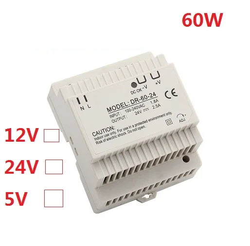 24VDC 2.5A 60W Din Rail Импульсный блок питания SMPS DR 60 24|Импульсный источник питания| |
