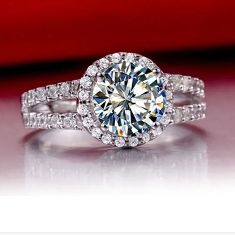 

2Ct Moissanite Test Positive Created by TestPositive Luxury Quality Wedding Ring Real 14K 585 White Gold Ring