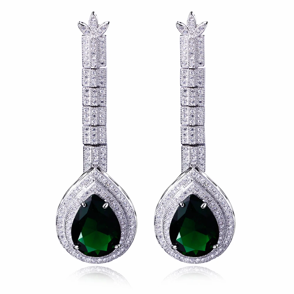 Длинные серьги для женщин с родиевым покрытием и кубическим цирконием роскошные