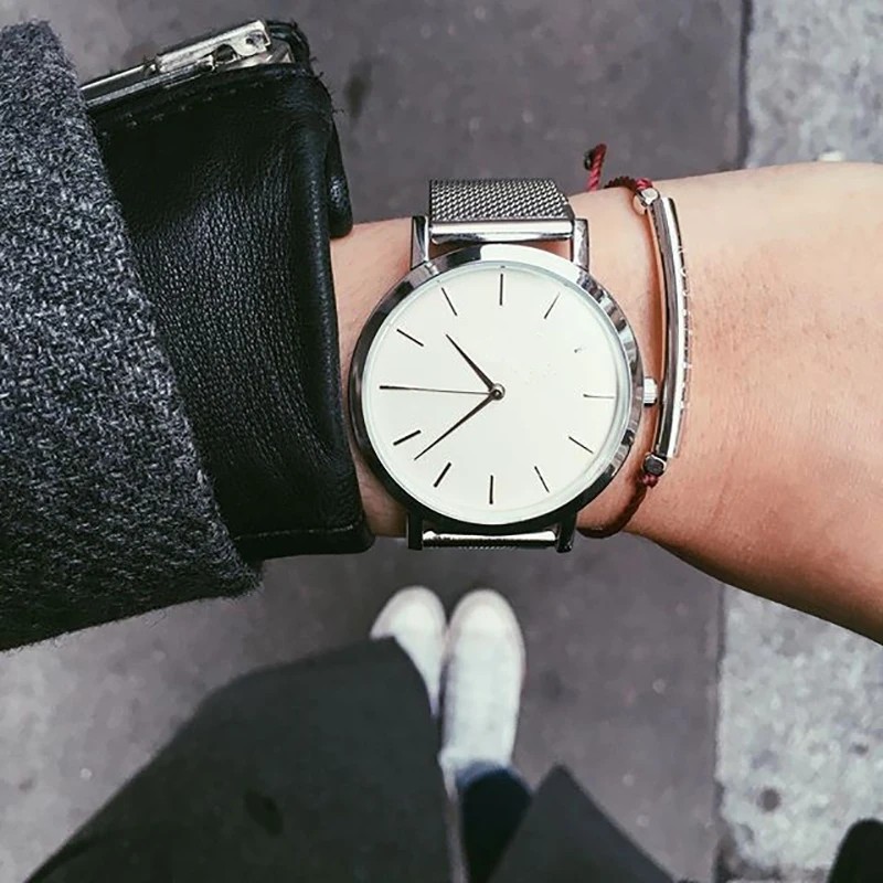 Скандинавские модные брендовые простые женские часы повседневные сетчатые