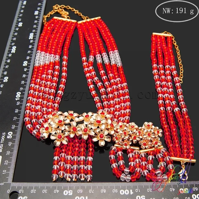 Бесплатная доставка 2017 африканский fashion Hot красные бусы Crystal цветы Pandent принести new