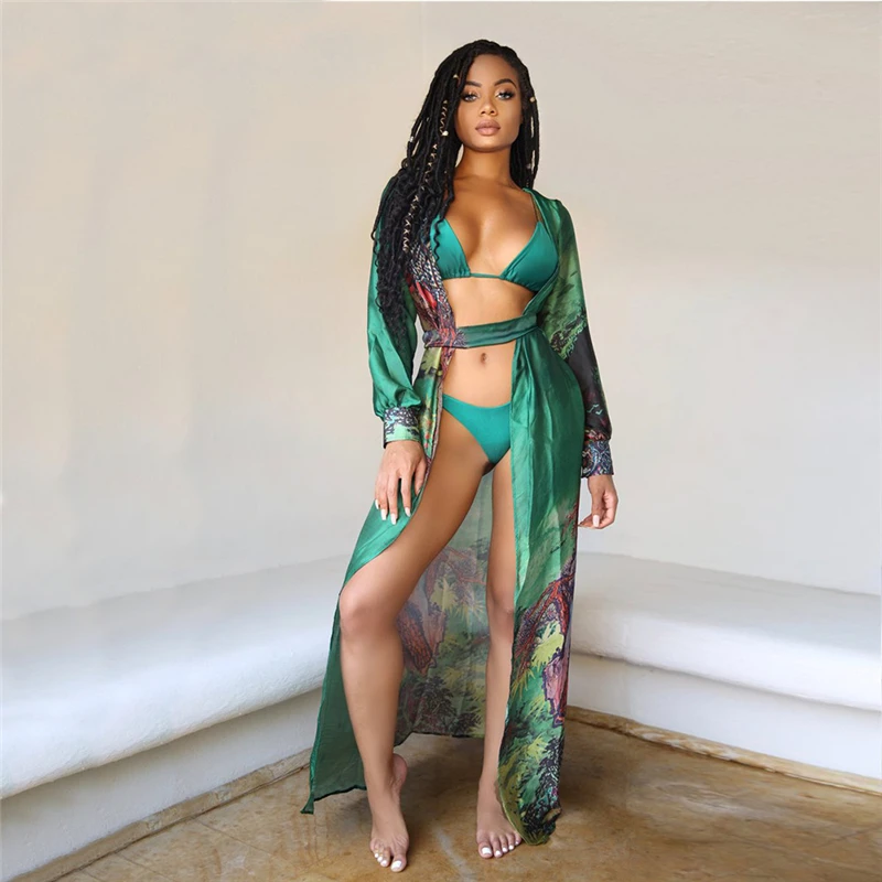 Пикантные летние комплекты бикини Женский комплект пляжный из 3 предметов с