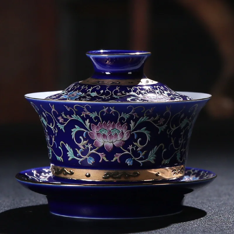 150 мл Цзиндэчжэнь ручная роспись Золотой креативный Gaiwan керамический фарфоровый