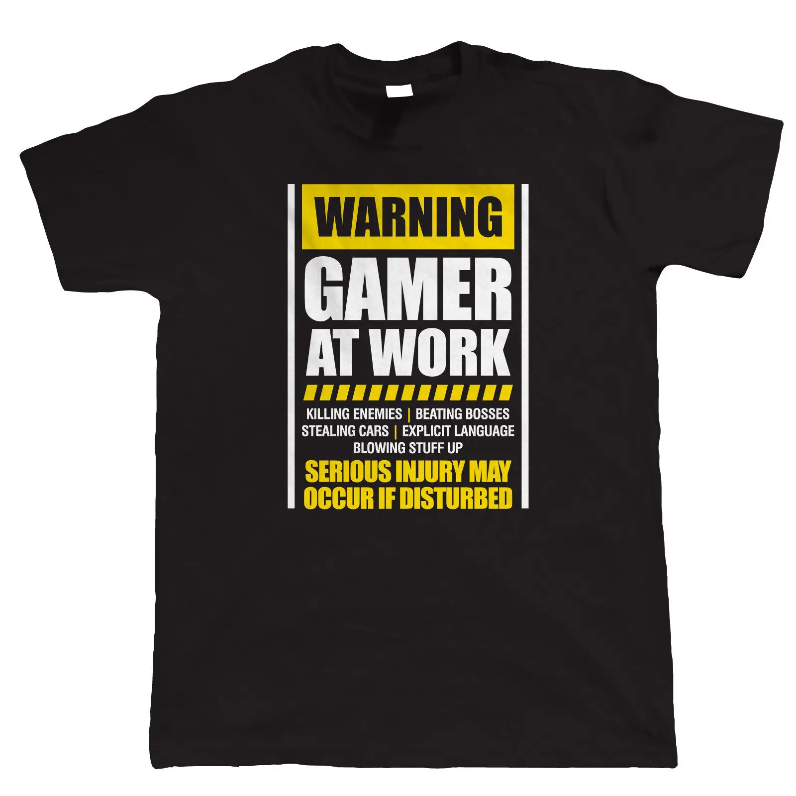 Warning Gamer At Work T Shirt - for Xbox PS4 PC Video Game Players Harajuku Tops t shirt Fashion Classic Unique | Мужская одежда