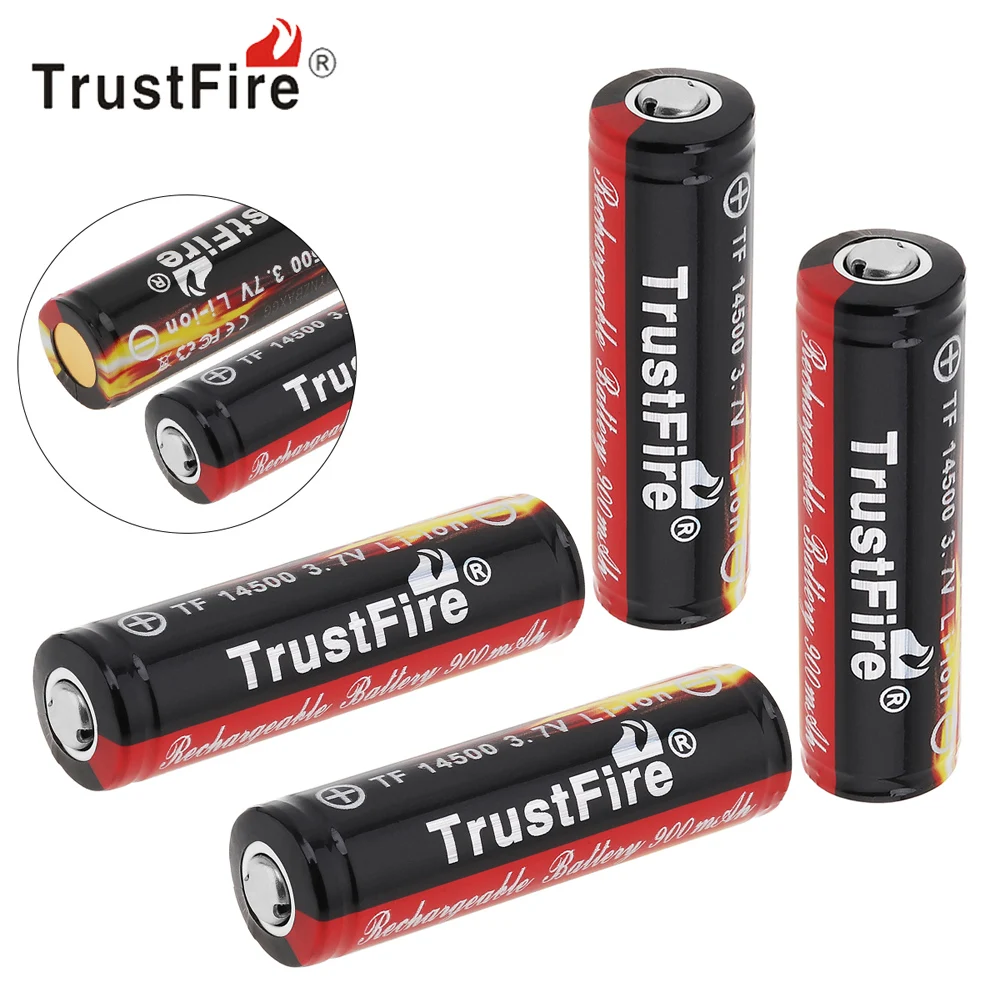 4 шт./лот TrustFire 3 7 V 900mAh 14500 литий ионная аккумуляторная батарея с защищенной