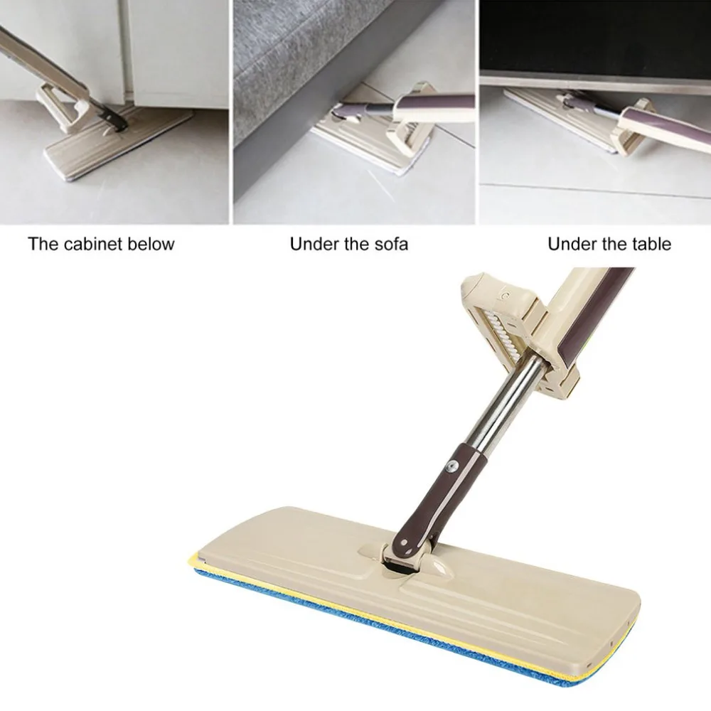 Двусторонняя Чистка плоской швабры телескопическая моющаяся Швабра для