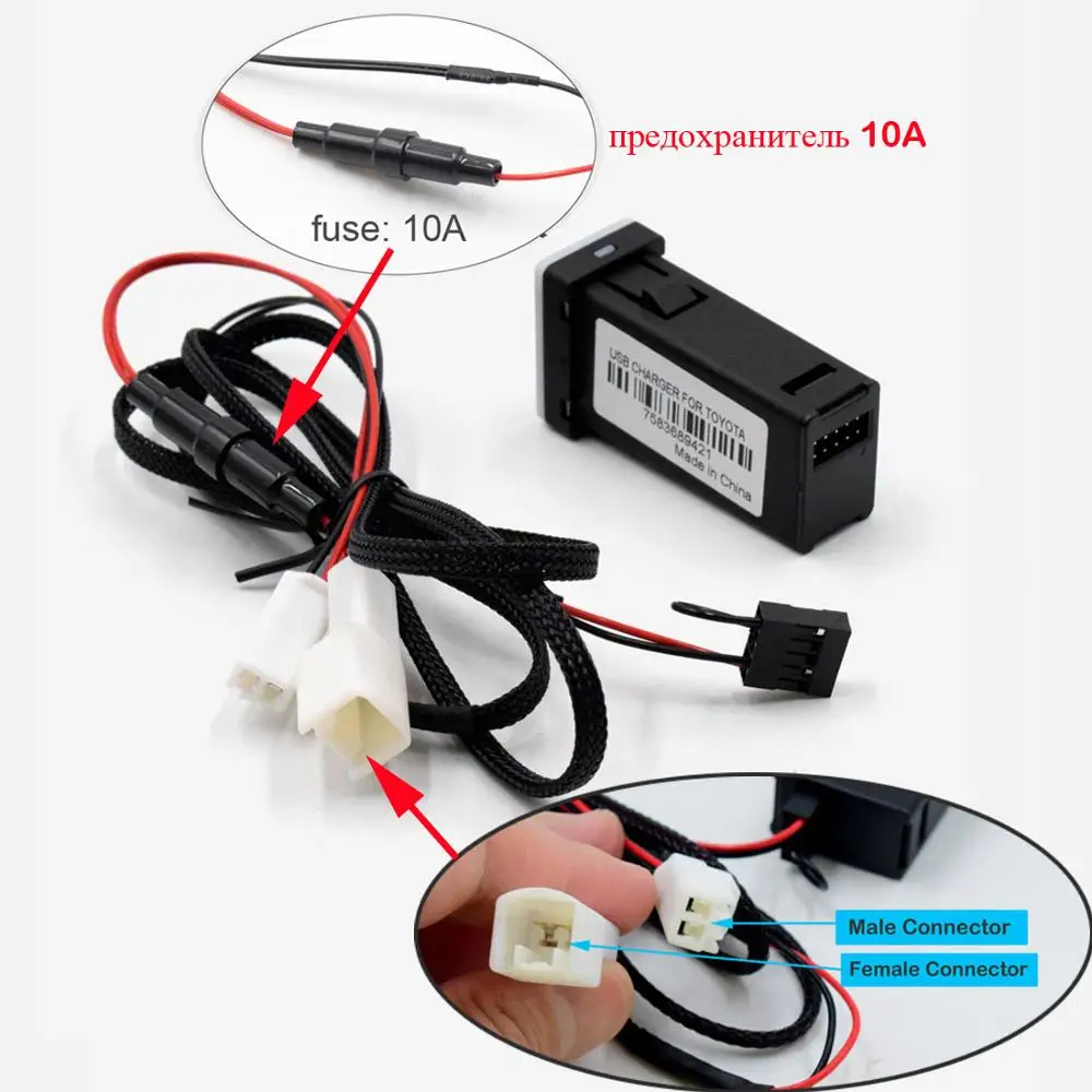 XCGaoon QC3.0 Quickcharge автомобильное зарядное устройство двойной USB телефон PDA адаптер DVR Plug& Play кабель для Toyota