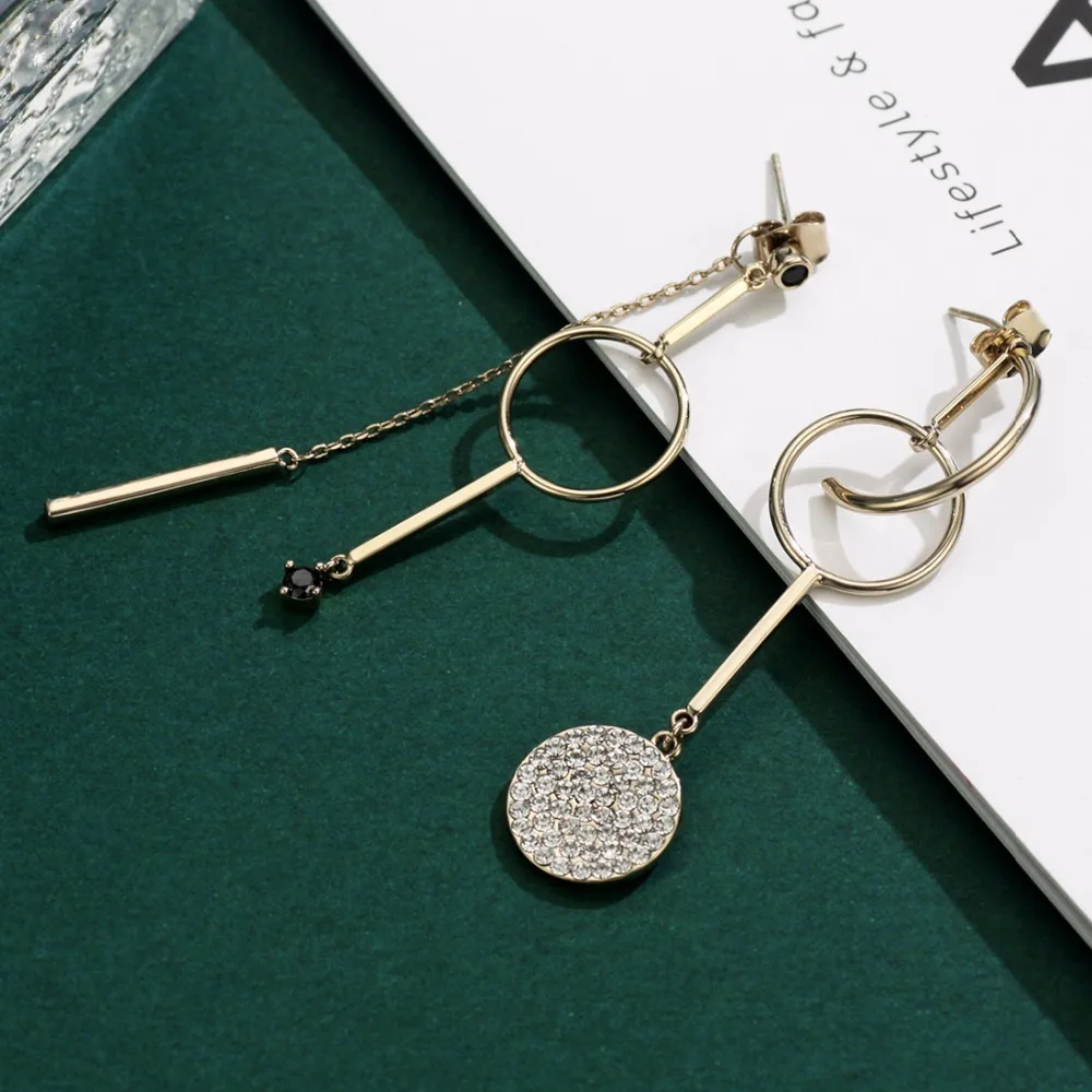 Асимметричные серьги Neoglory круглые длинные висячие для женщин винтажные подарки