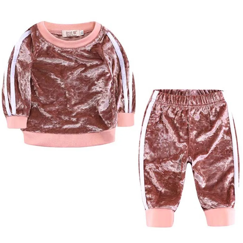 Baby Boys Girls Velvet Hooded Clothing Set Kids Jacket Coat Pants Suit for Sports Suits Tracksuits Toddler Children Clothes |