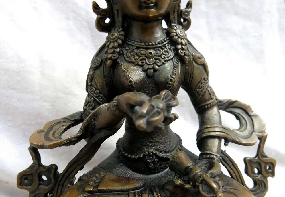 9 &quotКитайская латунная медная колокольчики квань-инь статуя Будды Гуаньинь