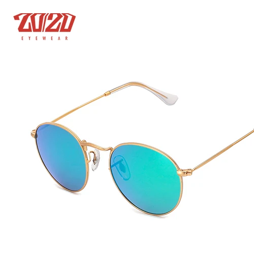 C02 Gold Green 20/20 Марка Дизайнер Старинные Женщины Круглые Солнцезащитные Очки Моды для Мужчин Поляризованные Металлические Солнцезащитные Очки Shade Gafas cuculos Очки - Цвет линз: C02 Gold Green