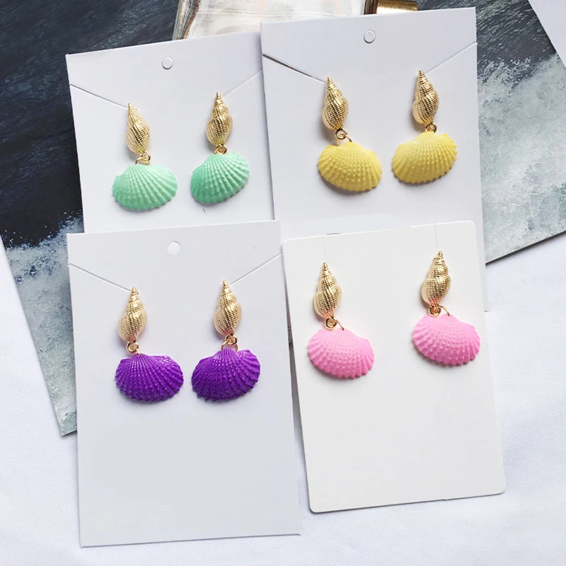 Простые серьги в пляжном стиле из натуральной ракушки геометрические Винтажные