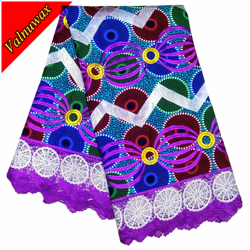 Valuwax New design African Nigerian Ankara Print Lace Fabric 6Yards Wax Polyester Fabrics -QD7304# | Дом и сад