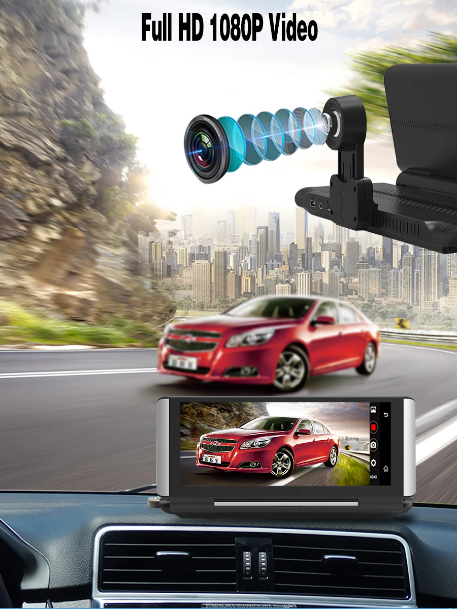 TOPSOURCE Pro Автомобильный видеорегистратор gps 3g/4G 6,8" Android 5,0 Автомобильная камера wifi 1080P видео регистратор dashcam видеорегистратор парковки мониторинг