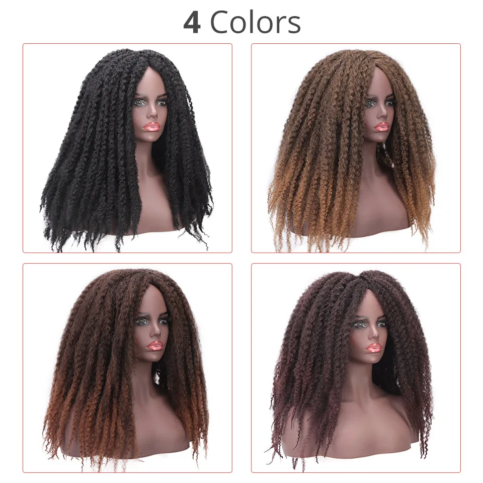 Doris beauty Dreadlock Marley косы Омбре оплетение волос Парик Синтетический Afor кудрявый парик, черный, Омбре коричневый для женщин/мужчин
