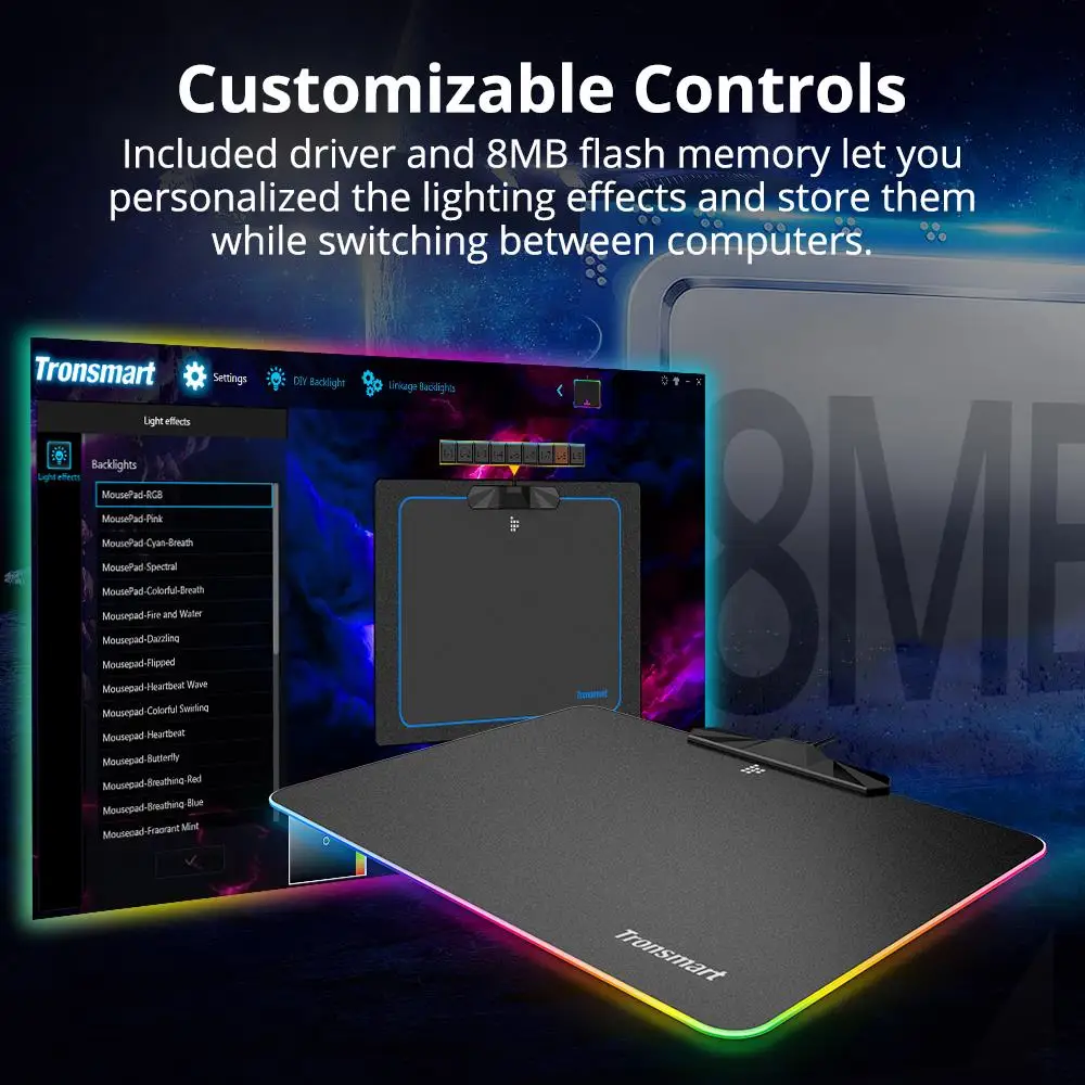 Tronsmart Shine X игровой коврик для мыши 1 68 миллионов RGB подсветки 9 режимов Лучистая