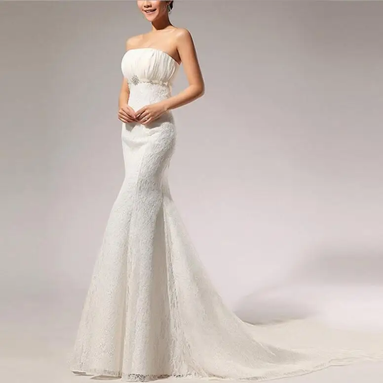 Женское кружевное платье Русалка It's yiiya белое/цвета слоновой кости невесты без