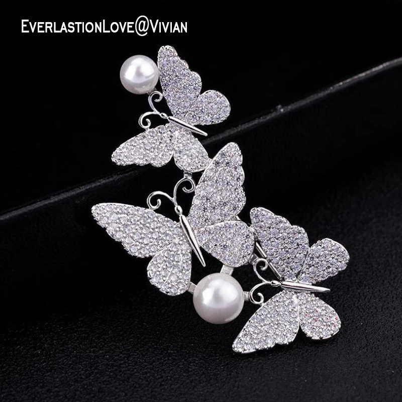 

SQ Vintage butterfly zircon plating True gold jewelry Brooches pins party Banquet Christmas Gift Dress brooch for Women's girls