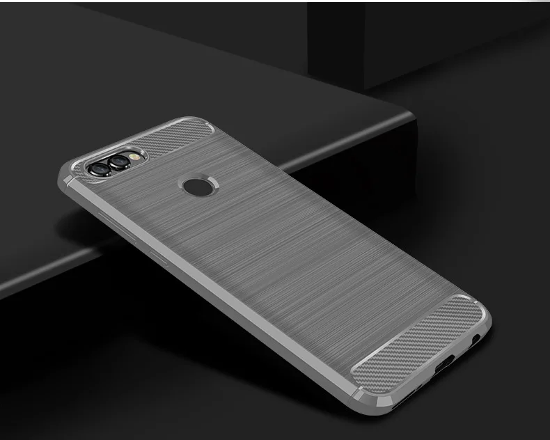 For Huawei P Smart Case Cover TPU Silicone Bumper Anti-Shock Soft Carbon Fiber Cases Smart/Enjoy 7S |