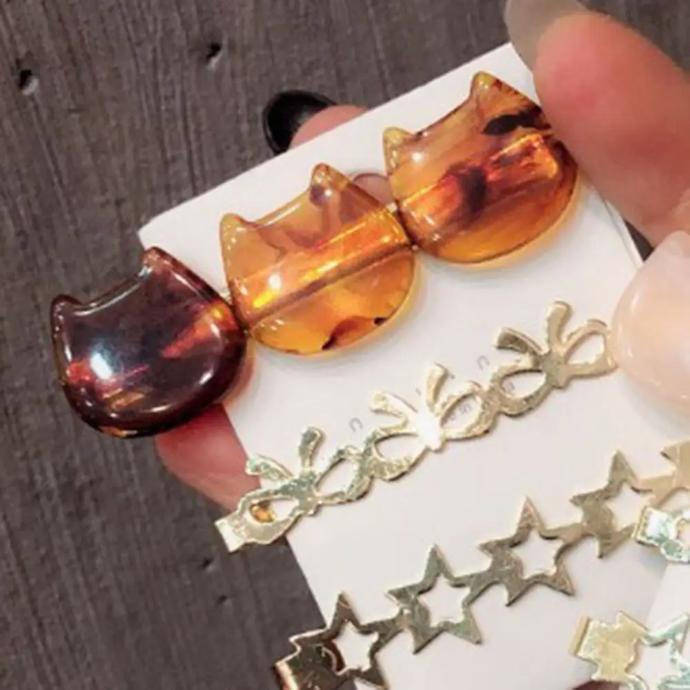 caramel 3 шт. Ацетатный лист Ins стиль шпилька Сладкий котенок боковые заколки для волос аксессуары для волос девушки Женщины Подарки - Цвет: caramel