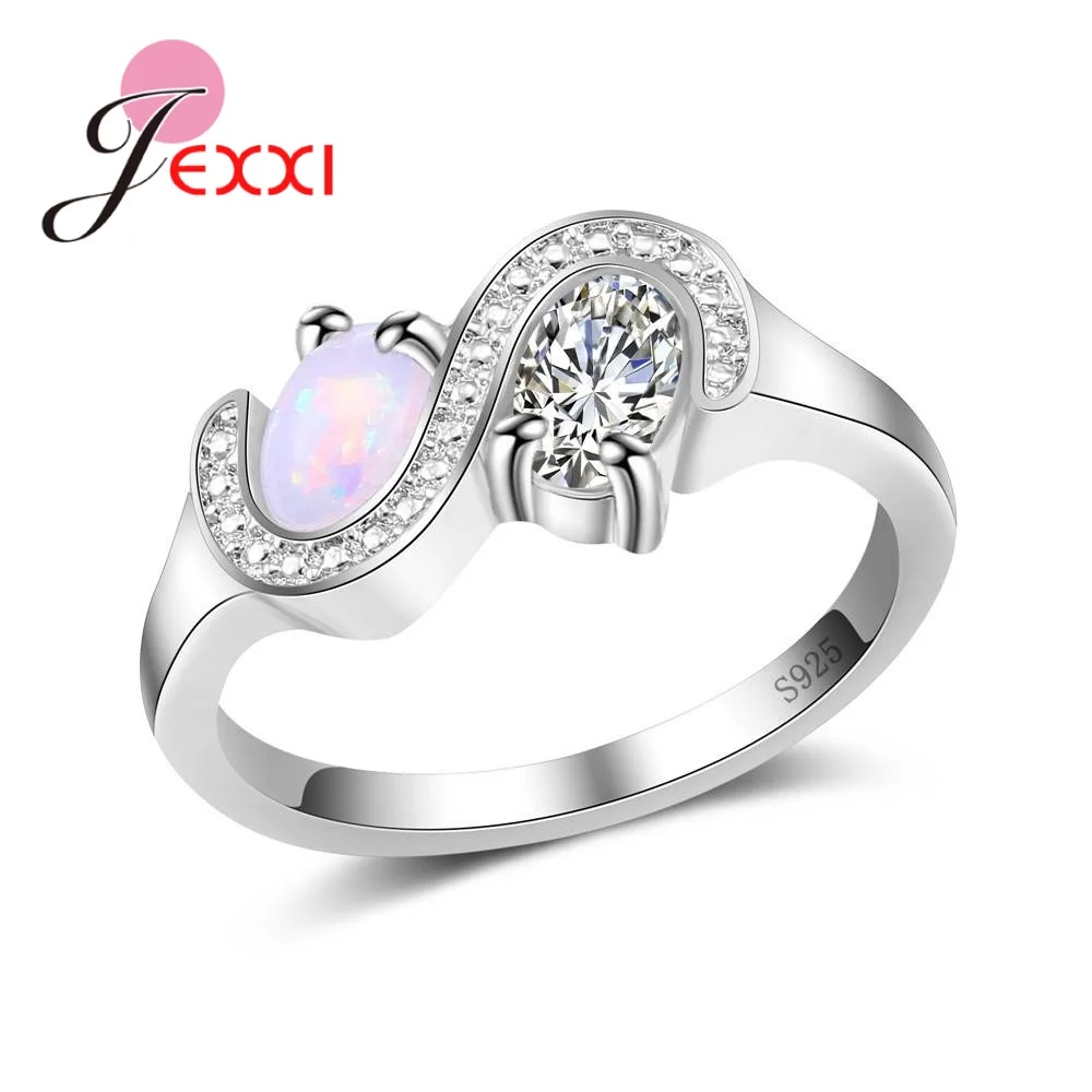 

Personality White Round Design Opal/Letter S Style Circle 925 Sterling Silver Crystal For Women Special Party Great Gifts