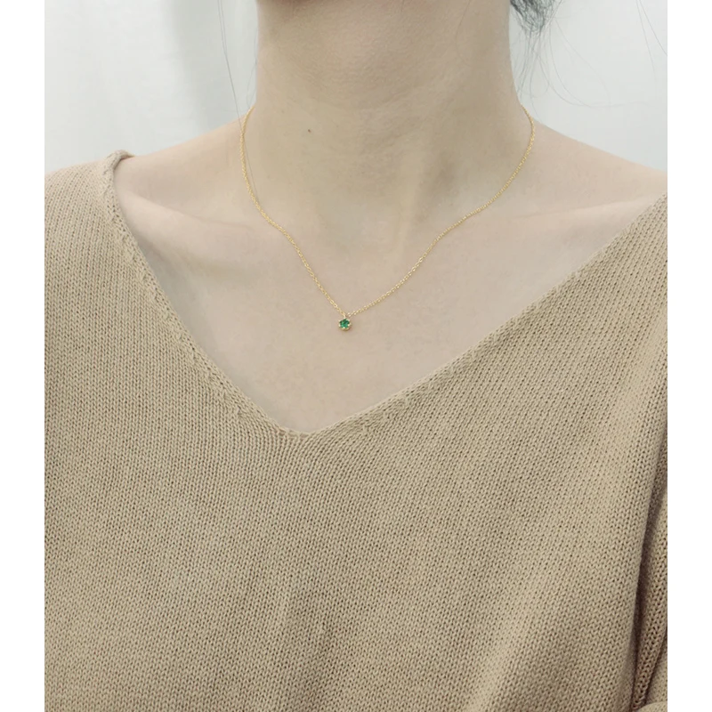 YEAJEWEL мода классический зеленый zircon контракт дизайн neckalace для женщин серебряные