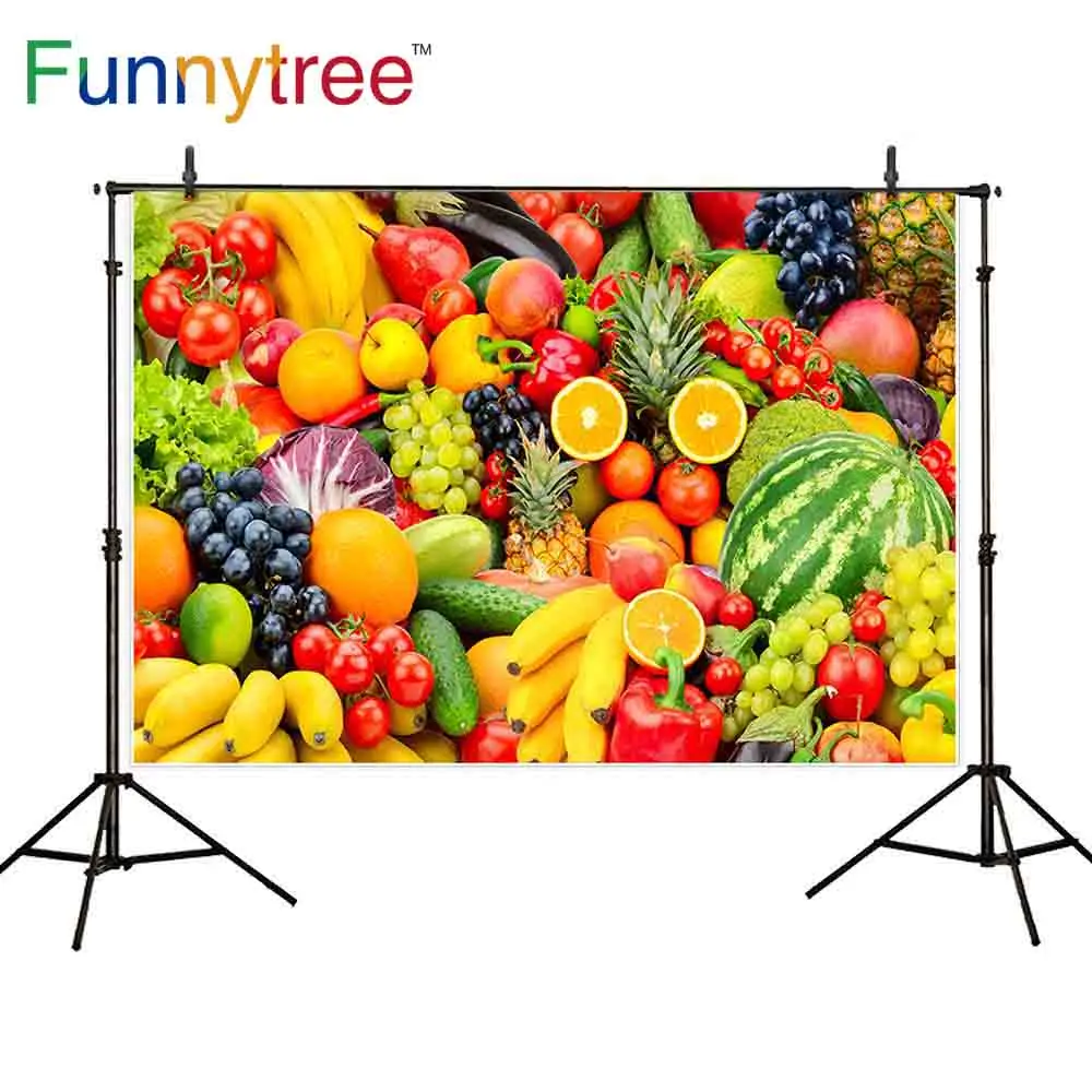 Funnytree photography backdrops fruit party appetizing banana citrus fresh grapes watermelon vitamin background photo fotografia |