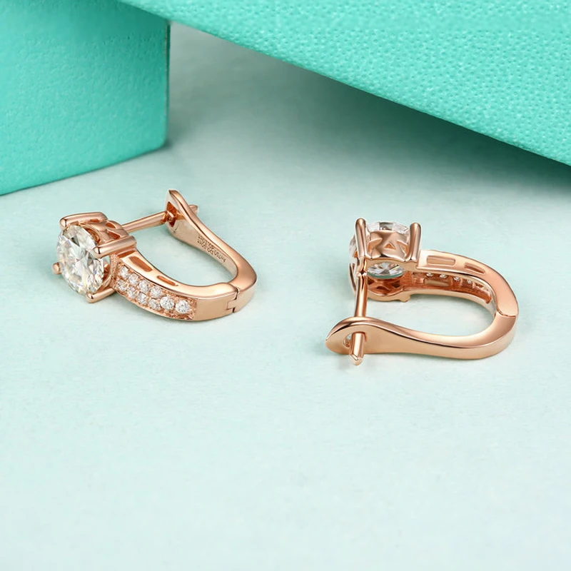 Женские серьги Клипсы из розового золота с муассанитом 18 К 0 5 карат|clip earrings|earrings