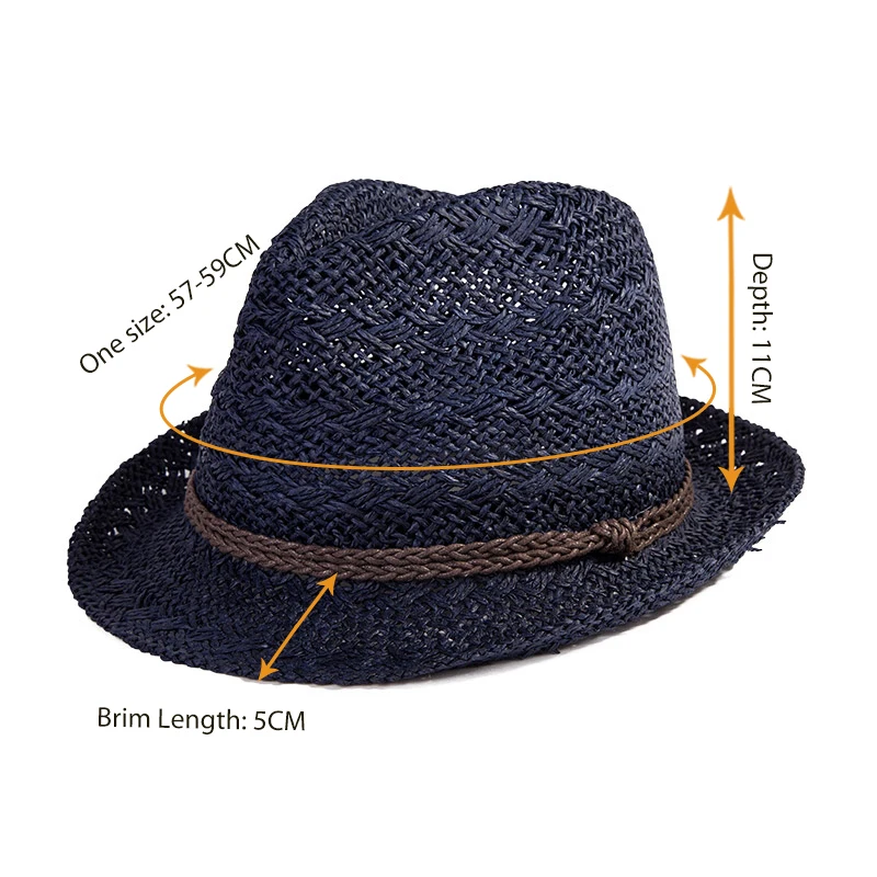 SIGGI Для мужчин Мода соломы Fedora солнца Шапки однотонные мягкие дышащая ткань с