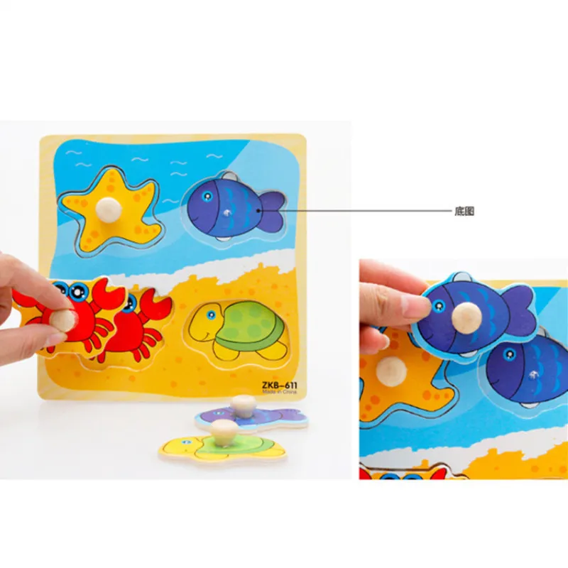 Hand Grab Wooden Puzzles Montessori Traffic Animal Jigsaw Baby Wood Puzzle For Children Learn Education Toys Kids Toy | Игрушки и хобби
