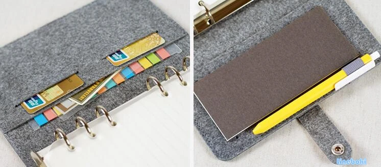

Classic Vintage Personal Organizer Felt Cover Business Office Binder Notebook Cute Kawaii Agenda Planner Travel Journal A5 A6 A7