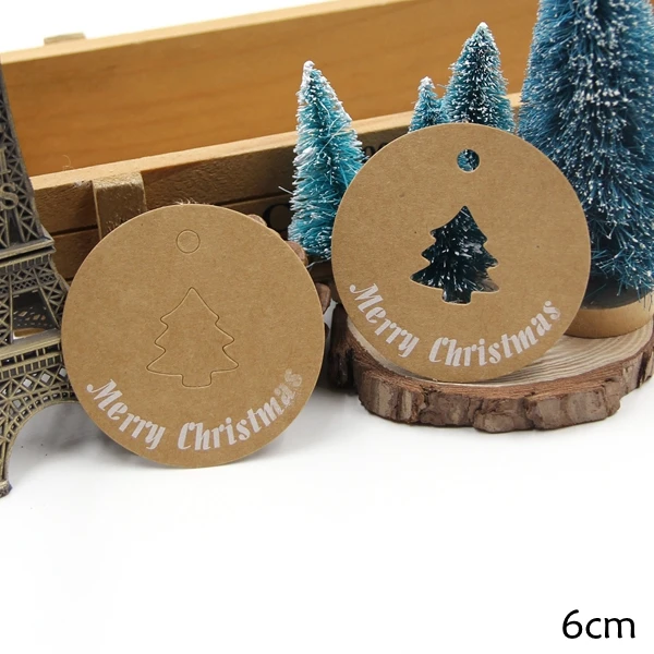 Round Tree 50 шт крафт много типа Рождественская серия бумажные бирки DIY ярлыки для рукоделия для рождественской вечеринки, бирки для банкнот, Детские упаковочные материалы для подарков - Цвет: Round Tree