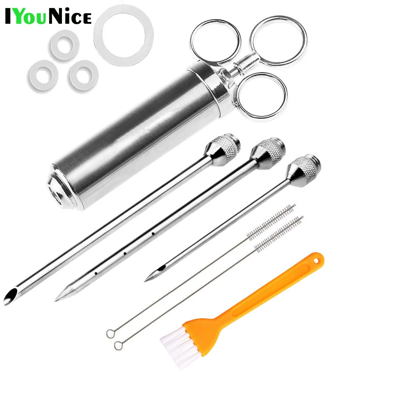 Iyoupite сверхмощный инжектор для мяса из нержавеющей стали 304-2 унции инжектор для приправ-шприц для инжектора Marinade включает 3 иглы
