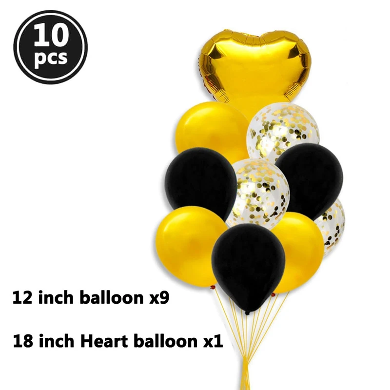 Heart Gold Black 10 шт смешанный воздушный шар "Конфетти" украшения для дня рождения для детей и взрослых пол раскрывает Babyshower Свадебные выпускные принадлежности - Цвет: Heart Gold Black