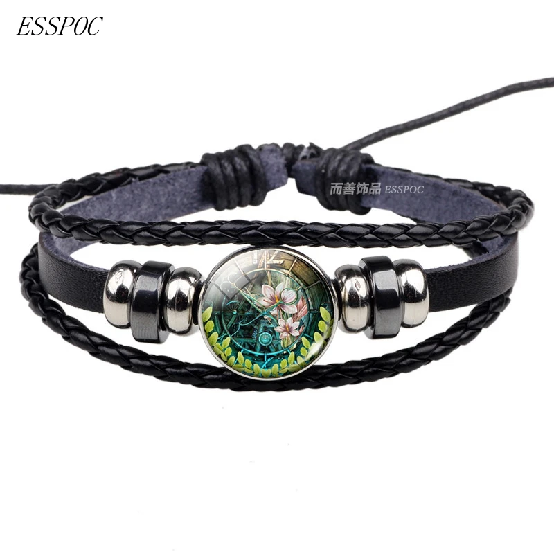 2018 браслет в стиле стимпанк с кнопками бабочками для мужчин и женщин плетеный